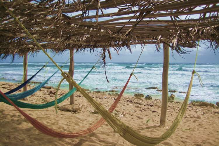 Hammocks-on-the-beach-in-Cozumel