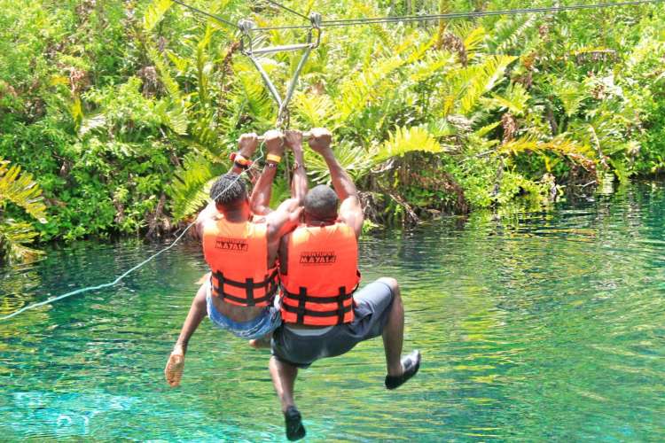 Ziplines-over-a-cenote-in-the-Riviera-Maya