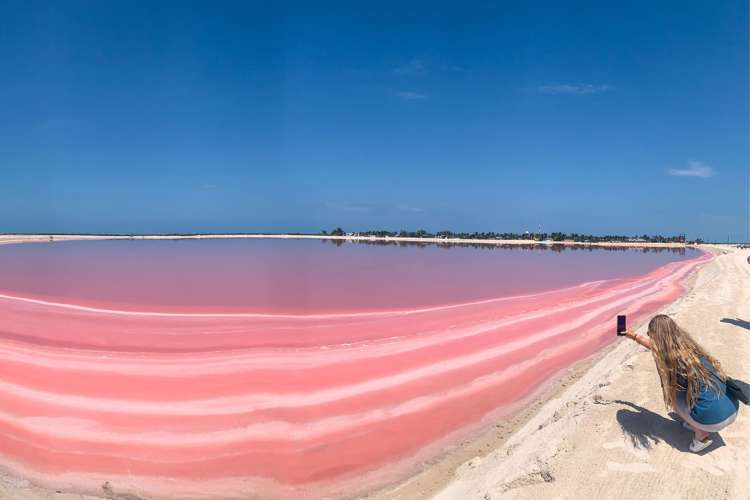 Tourist-photographing-the-pink-lagoons