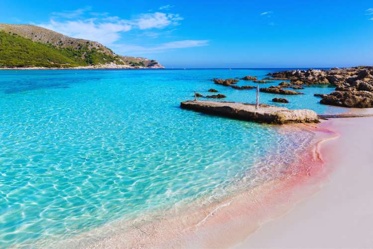 Crystal-clear-waters-of-Cala-Agulla-in-Mallorca