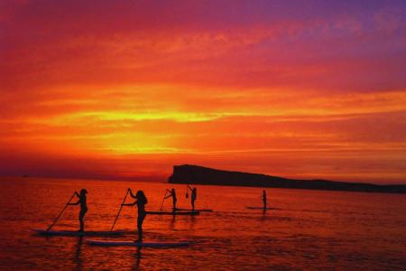 Sonnenuntergang-auf-Ibiza-Paddelsurfen